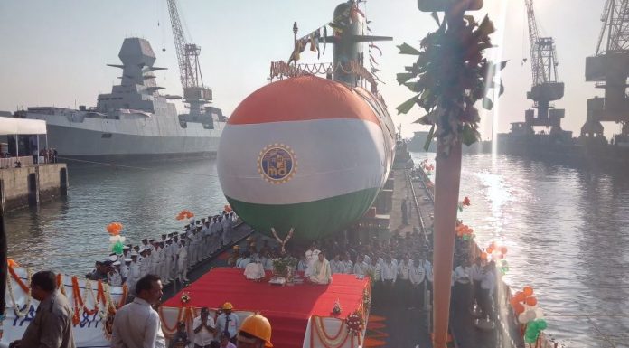 MDL launches India’s Third Scorpene Class Submarine, ‘Karanj’